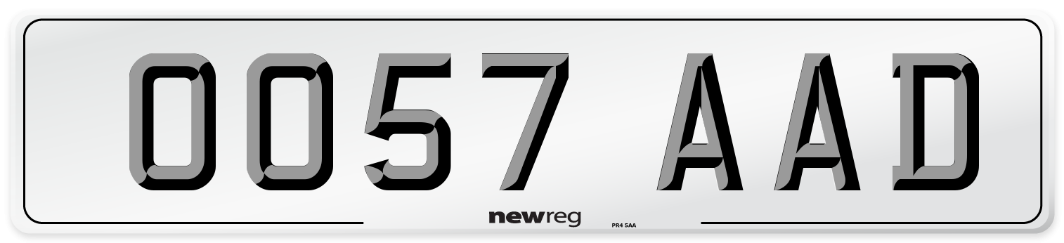 OO57 AAD Number Plate from New Reg